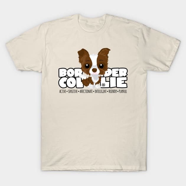 DGBigHeads - BorderCollie Brown T-Shirt by DoggyGraphics